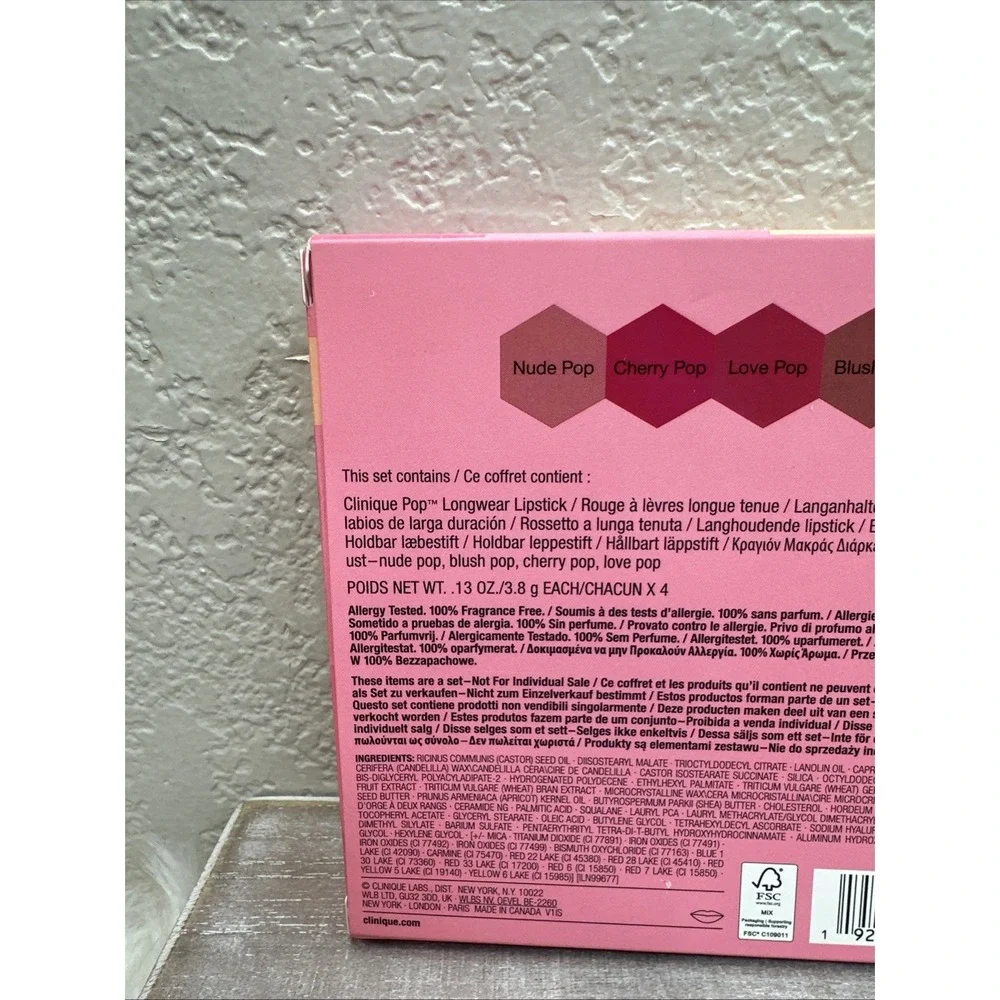 $24 🌙 Clinique Lipstick Set X4 Pop NEW FAST SHIP NUDE, Cherry, Love, Blush